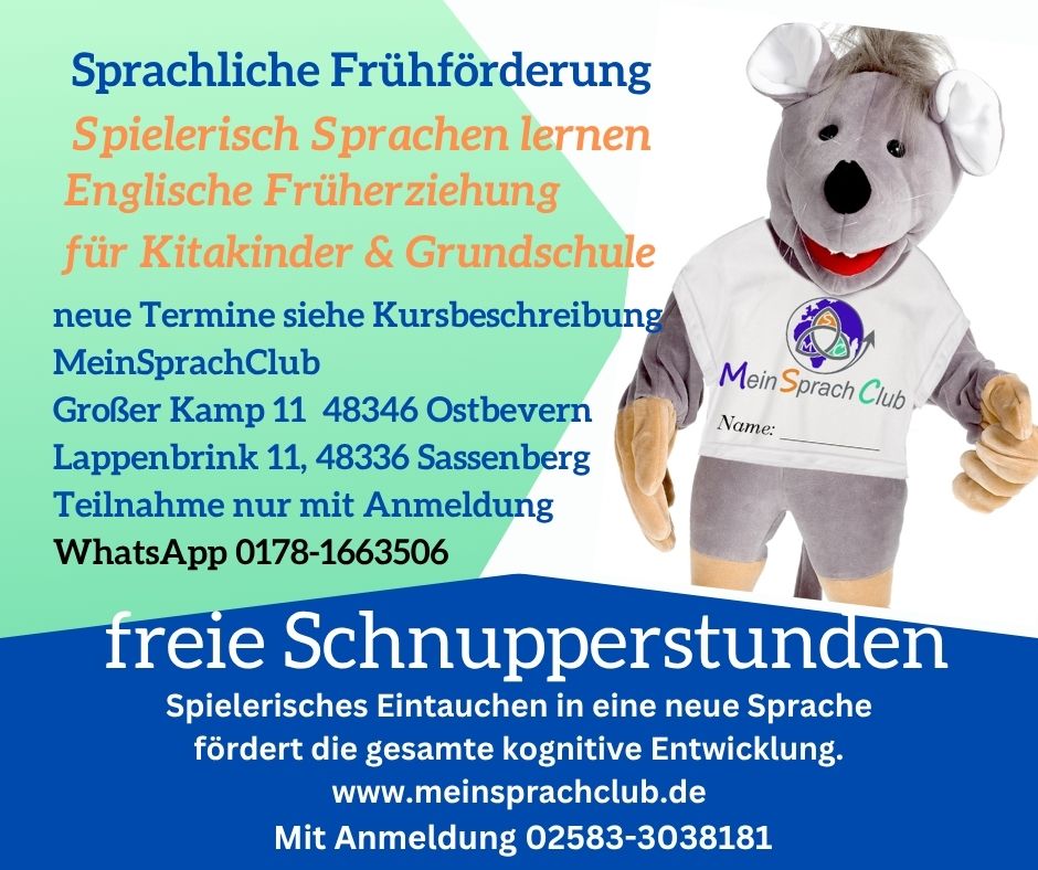Schnupperstunden mo mouse, Englisch für Kitakinder